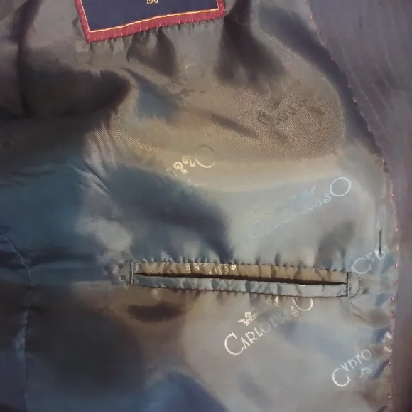 Carlo Lusso 2 Pc Black Pin Stripe Mens Suit Size 42 Business Office Lawyer Work - Picture 9 of 13